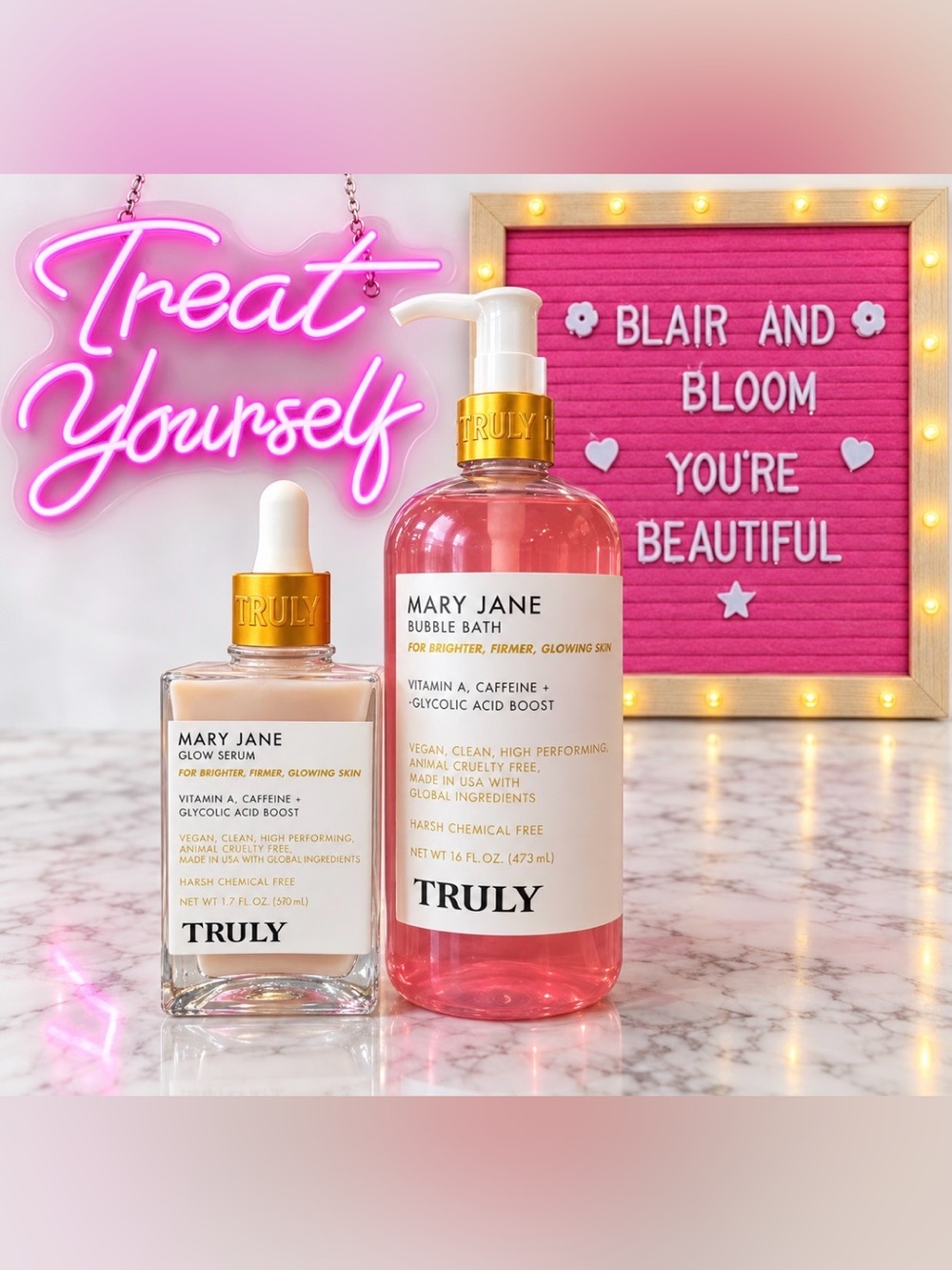 Truly Beauty Mary Bubble Bath & Glow Serum Bundle-Discontinued